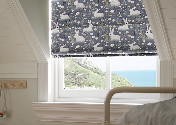 Bunny Meadows, Moonlit Grey - Motorised Roman Blind - Image 5